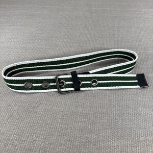 Wide Green Striped Y2K Webbing Belt With Grommets Web Skate Casual 44.5” Size L